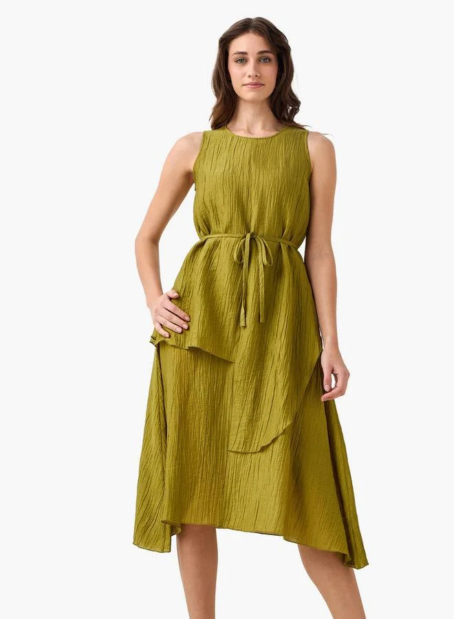 ايكونيك Iconic Relaxed Fit Asymmetrical Dress with Belt